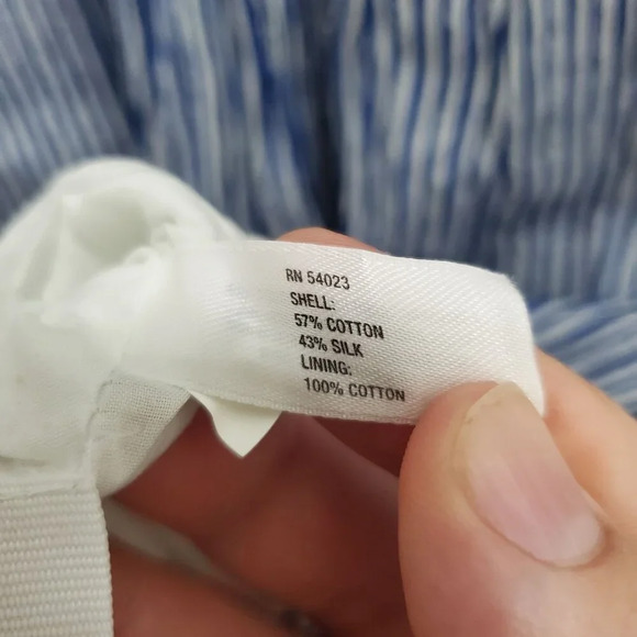 GAP Women's Blue White Distressed Stripe Silk Blend Lined Babydoll‎ Dress Size S - Picture 7 of 8